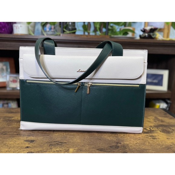 Lovevook Handbags - Women's Lovevook Beige & Green Laptop Bag, One Size